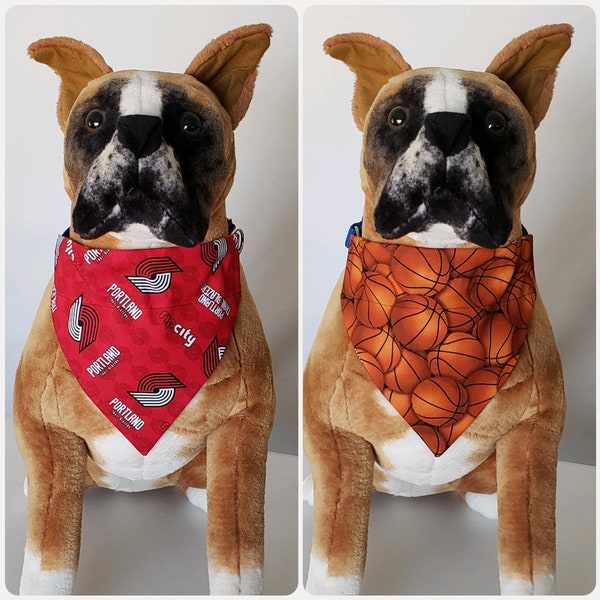 Reversible Bandana, Made With Portland Trail Blazers Fabric, Basketball, Scarf Cat Dog Pet Slip On Over The Collar 2 in one