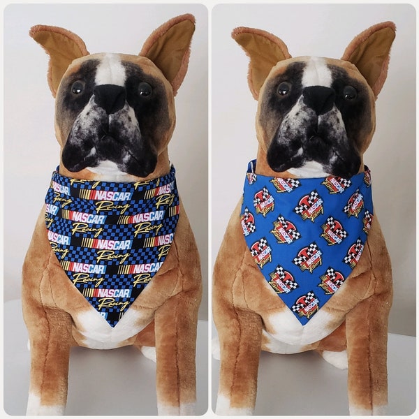 Reversible Bandana, Made From Nascar Fabric, Car Racing, Scarf, Cat, Dog, Pet, Slip On Over The Collar, 2 in one
