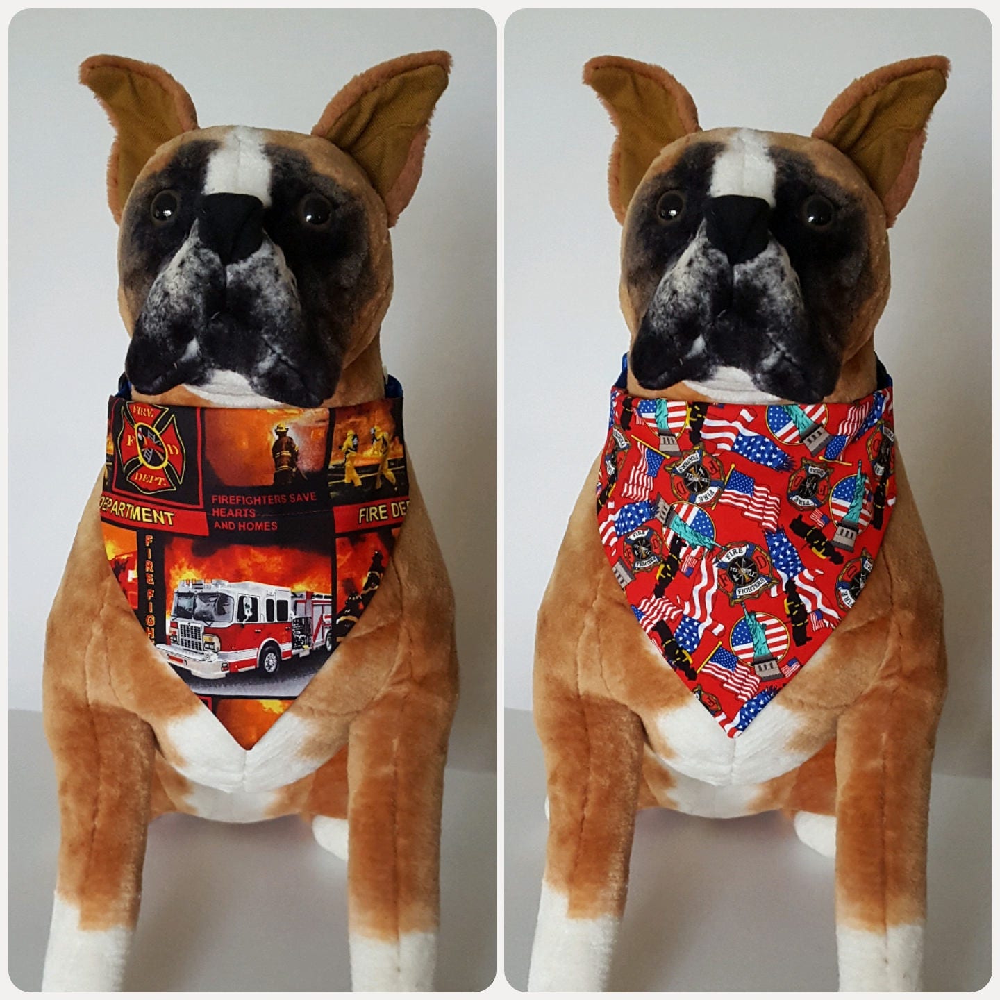 Personalized Firefighter Character Dog Bandana - Small w/Name or Text