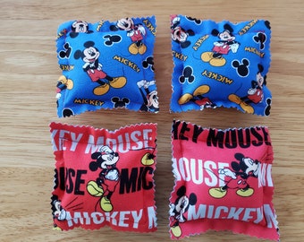 Catnip Ravioli Pillow Toys, Made From Mickey Mouse Fabric, Cat, Cats, Kittens, Set of 4