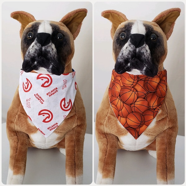 Reversible Bandana, Made With Atlanta Hawks Fabric, Basketball, Scarf Cat Dog Pet Slip On Over The Collar 2 in one