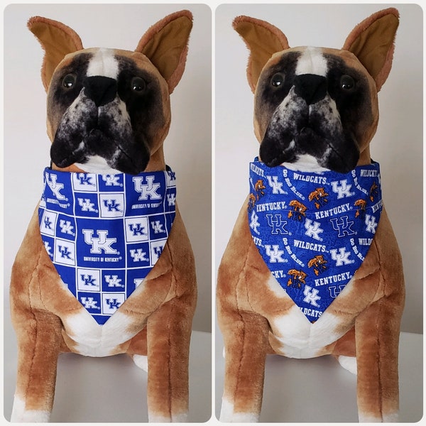 Reversible Bandana, Made With University of Kentucky Fabric, Wildcats, Scarf, Dog, Cat, Pet, Slip On Over The Collar, 2 in one