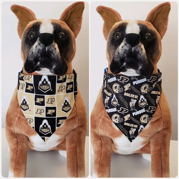 Reversible Bandana, Made With Purdue University Fabric, Indiana, Boilermakers, Tossed, Scarf, Dog, Cat, Pet Slip On Over The Collar 2 in one