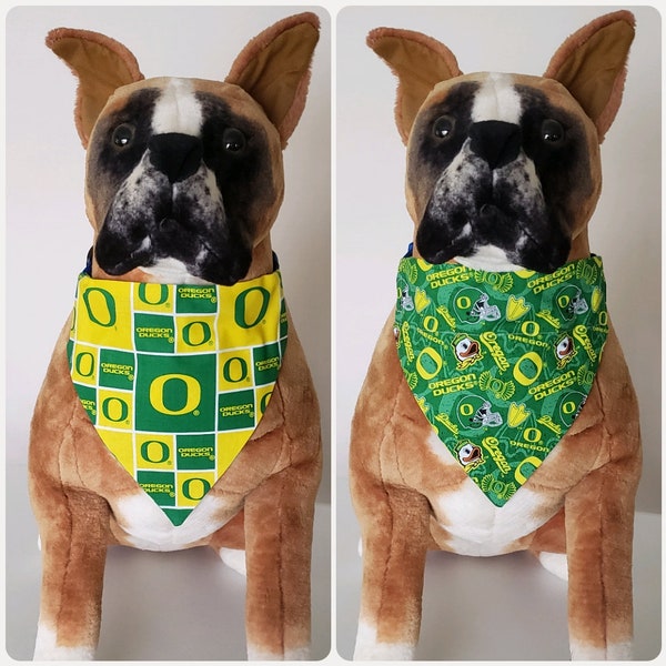 Reversible Bandana, Made With University of Oregon Fabric, Tossed, Scarf, Dog, Cat, Pet, Slip On Over The Collar, 2 in one