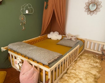 HAPPYMOON®  Montessori floor bed with slats , Nursery crib, Kids bed Montessori toddler Platform bed, Children pen Play room