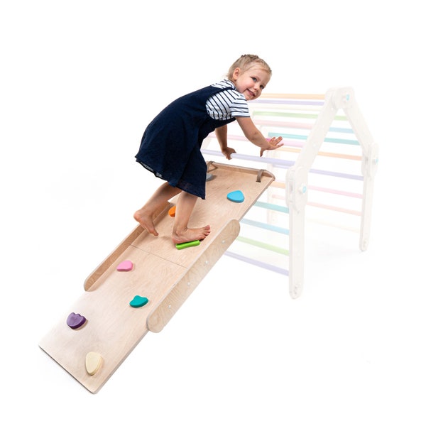 HAPPYMOON® ramps, double-sided ramp, board, slide, Montessori toys, happymoon, Montessori ramp, climbing, stone ramp, bar ramp.