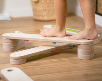 Wooden balance beam set from 6, double-sided balance beams, balance toy, Montessori, balance path, gymnastic beam, kids balance board