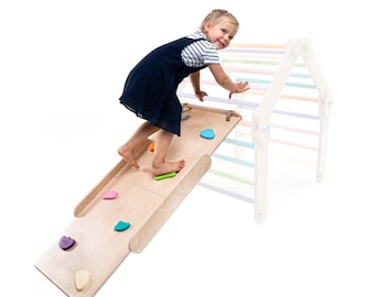 HAPPYMOON® ramps, double-sided ramp, board, slide, Montessori toys, happymoon, Montessori ramp, climbing, stone ramp, bar ramp.