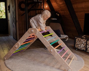 HAPPYMOON® COLORED CLIMBER, modifiable triangle, Montessori, climbing, toddler triangle, climbing triangle, transformable triangle.