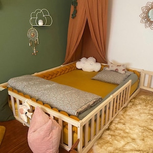 HAPPYMOON®  Montessori floor bed with slats , Nursery crib, Kids bed Montessori toddler Platform bed, Children pen Play room