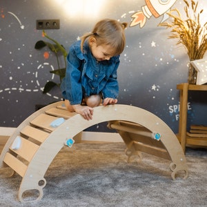 HAPPYMOON® Climbing arch for climber, rainbow rocker, ramp, rocker-arch, Montessori toys, climbing toy for toddlers, Montessori furniture image 4