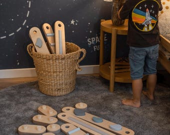 Double-sided balance beam set from 8,  Montessori balance toy, gym path, happymoon, wooden balance beam set, toddler gift, playroom toy