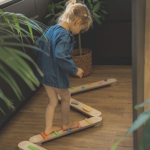 Balance beam set from 6 beams, double sided balance beam set for kid, balance path, toddler balance board, balance toy, Montessori balance