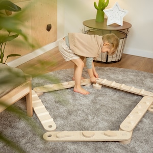 Natural balance beam set  6 beams, Montessori balance board, double-sided balance path, balance beam set for children, , kids balance toy