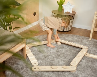 Ensemble de poutre d’équilibre naturelle 6 poutres, planche d’équilibre Montessori, chemin d’équilibre double face, ensemble de poutre d’équilibre pour enfants, jouet d’équilibre pour enfants