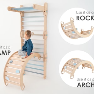 HAPPYMOON® Climbing arch for climber, rainbow rocker, ramp, rocker-arch, Montessori toys, climbing toy for toddlers, Montessori furniture image 2
