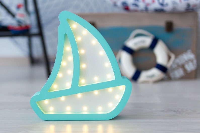 NautiqueLed Pour Décor De Nuit ChevetDécoration Bateau Bois LégerEn Lampe Bébé Chambre EnfantCadeau 4RA53jLq