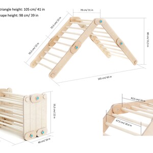 HAPPYMOON® NATURAL CLIMBER mit Rampen, Klettergerüst aus Holz, verwandelbares Dreieck, Montessori-Rampen, Kletterhalle, Spielzimmer Bild 4