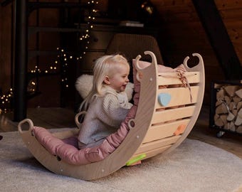 Rainbow Climbing Arch for Toddlers: Montessori Rocker Ramp Furniture, Indoor Active Play Equipment