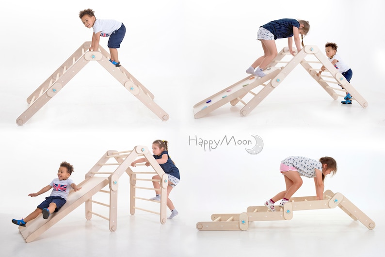 Transformable Pikler triangle Climber HappyMoon Minimalist Toddler Toys.