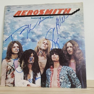 Aerosmith Autographed Record Album Cover w/ COA