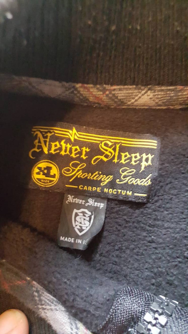 Seize the Night FREE SHIPPING in usa Never Sleep Varsity Collegiate style zip up sweatshirt Carpe Noctum Size XL