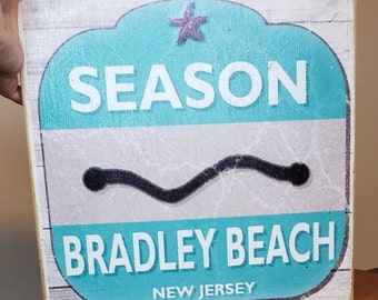 Bradley Beach New Jersey NJ Wood Sign - 12"x12" // Greetings from LBI Long Beach Island NJ Wood Sign - 12"x6"