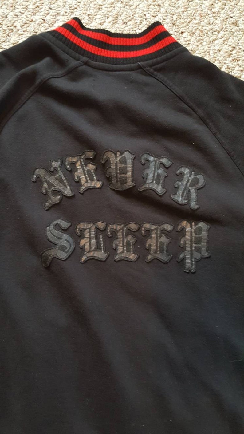 Seize the Night FREE SHIPPING in usa Never Sleep Varsity Collegiate style zip up sweatshirt Carpe Noctum Size XL