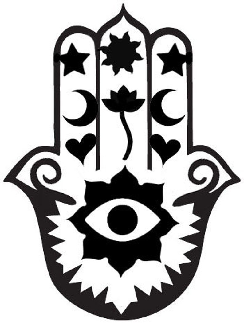 Adesivo Mano Di Fatima Hamsa In Vinile Oro 16x10cm – Decorazione Per Auto, Vetro, Laptop