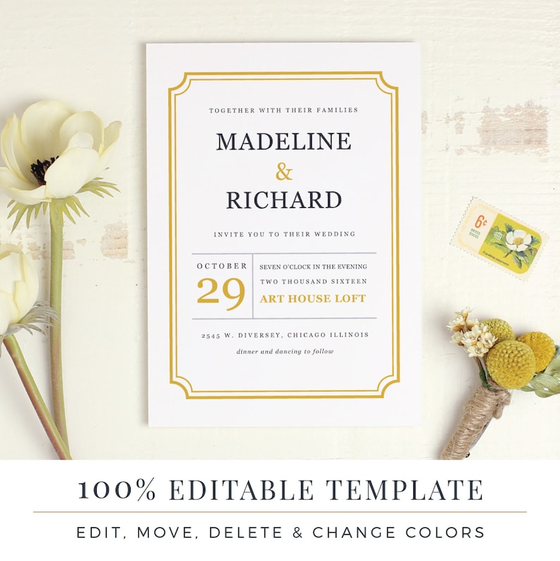 Printable Wedding ceremony Invitation Template, Phrase or Internet pages, MAC or Computer, Clic Body, Wedding ceremony Quick Down load photo relating to Printable Wedding Invitation Templates called Printable Wedding day Invitation Template, Phrase or Internet pages, MAC or Laptop, Clic Body, Marriage Quick Obtain