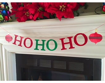 Christmas Banner, Christmas Decor, Ho Ho Ho Banner, Holiday Home Decor, Christmas Wall Decor