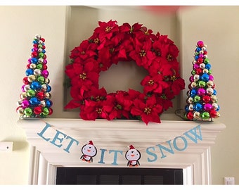 Christmas Banner, Let It Snow Banner, Christmas Decoration, Christmas Wall Decor, Christmas Holiday Decor