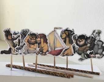Where The Wild Things Are Cupcake Toppers, First Birthday, Baby Shower (Set of 12)