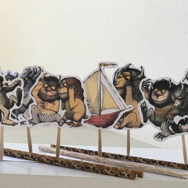 Where The Wild Things Are Cupcake Toppers, First Birthday, Baby Shower (Set of 12)