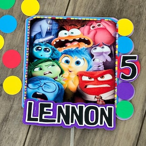 Inside out cake topper-Inside Out 2-Inside Out theme Party- Colorful Inside Out cake topper