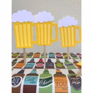 Beer Cupcake Toppers, Beer mug Toppers, Cheers and BeersToppers,