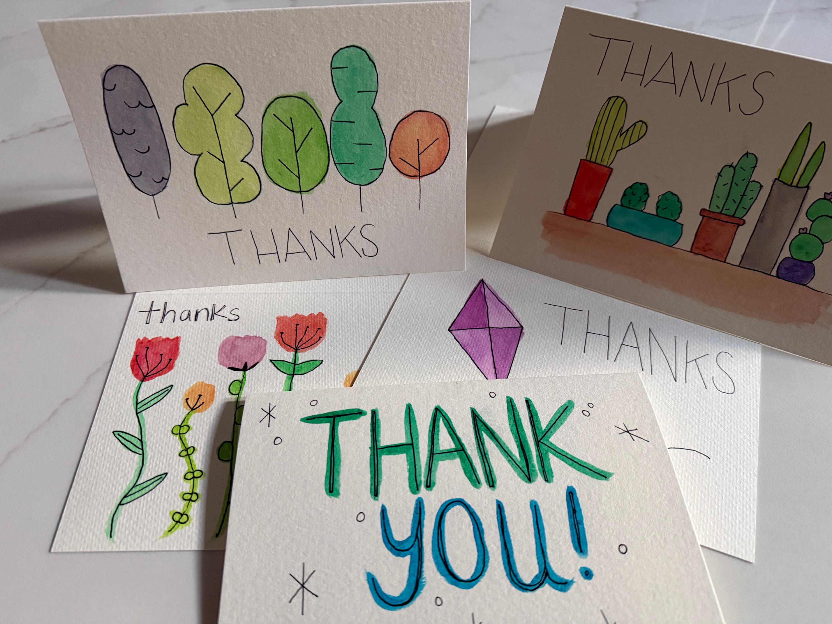Hand Painted Thank You Cards (pack of 5) - Etsy