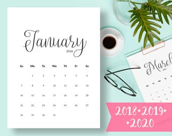 Calendar PRINTABLE 2018 Calendar 2018 Desk Calendar PDF Calendar Instant Download Calendar Pages Monthly Calendar Wall Calendar Printable