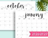 2026 Printable Calendar 2026-2027 Calendar Printable Large Calendar Printable Black and White Calendar A5, A4, A3, A2, US Letter, Tabloid