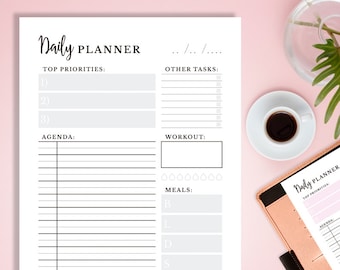 Daily Planner Printable To Do List, Printable Notes, Daily Schedule Printable, A5 Planner Inserts, A5 Daily Planner, US Letter Daily Planner