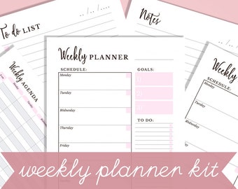 Weekly Planner Printable Weekly Planner Inserts, Weekly Schedule Printable, Weekly Planner Kit A5 Weekly Agenda US Letter Weekly Planner PDF