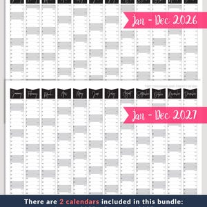 2026 Wall Calendar Yearly Calendar PRINTABLE Command Center Calendar Wall Planner Printable Full Year Calendar Large Wall Planner Printable image 2
