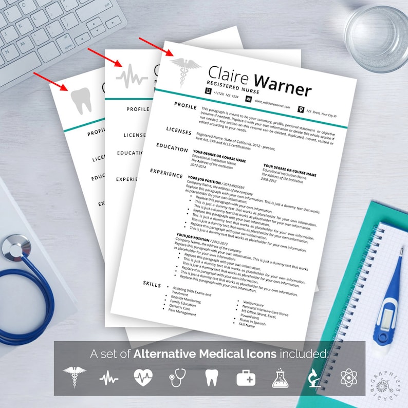 NURSE Resume Template Word Instant Download Nurse CV Template image 1.