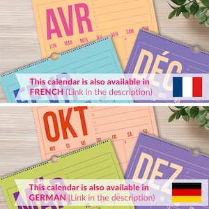 Väggkalender 2026-2027 • Färgglad hängande månadskalender • Vertikal minimalistisk familjeplanerare • A4 / Letter • 12-månaderskalender 2026 bild 13