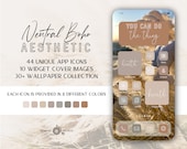 iOS 14 Icons Neutral Boho Aesthetic Icons Pack, iPhone App Icons Earth Tones, iPhone Icon Aesthetic Boho, Home Screen iPhone Icon Pack Cream