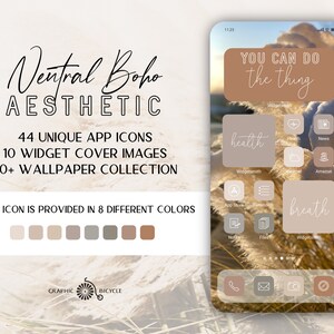 iOS 14 Icons Neutral Boho Aesthetic Icons Pack, iPhone App Icons Earth Tones, iPhone Icon Aesthetic Boho, Home Screen iPhone Icon Pack Cream