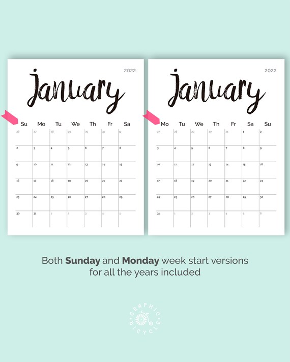 Printable Calendar 2022 2023 Desk Calendar Pdf Download | Etsy
