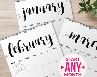 2026-2027 Wall Calendar with Grids | Minimalist Black and White Calendar | Wire-bound Bold 2026 Monthly Wall Planner with Big Boxes