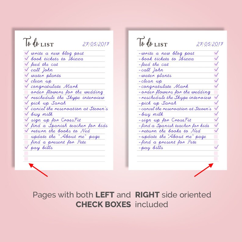 To Do List Printable, Printable To Do List Pink To Do Printable Planner Inserts A5 Filofax Kikki K To Do List Planner Printable A4 US Letter image 3