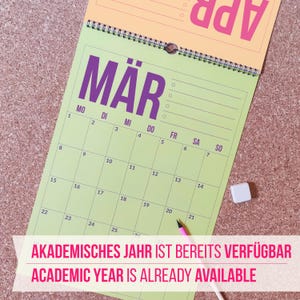 Calendario tedesco 2026-2027 per casa, scuola o ufficio / Calendario da parete colorato in lingua tedesca / Agenda da parete tedesca immagine 2